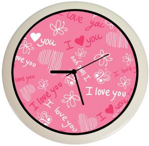 Часы "Ай Лав Ю" розовые ― SHITSHOP - Культовый магазин нестандартных подарков